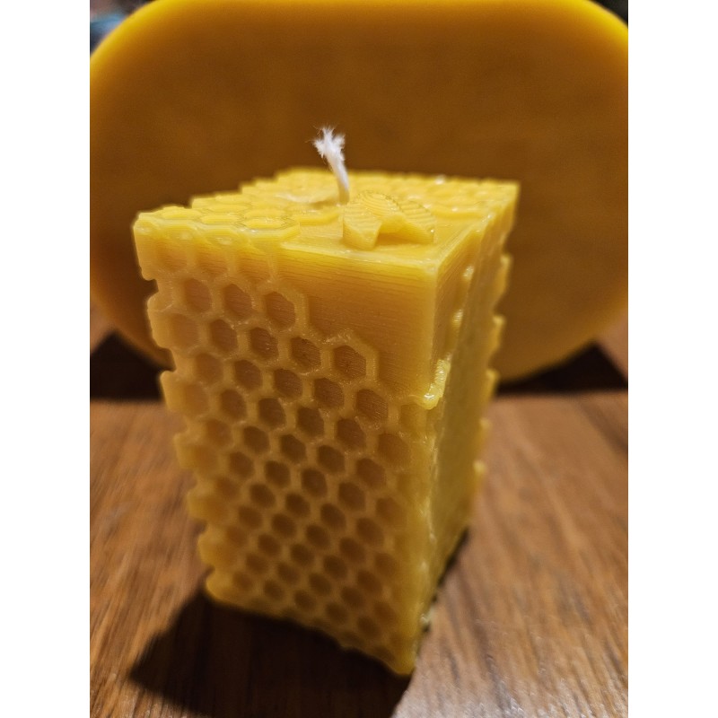Bougie Nid d'abeille alvéoles - Cire d'abeille pure